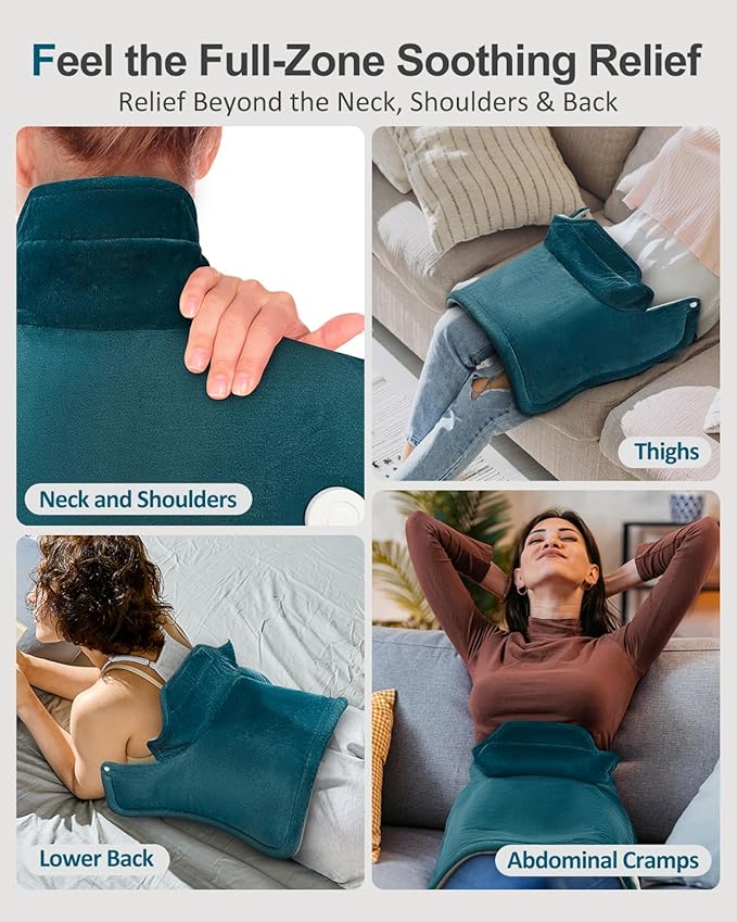 Weighted Heating Pad for Neck Shoulders Back, Upgraded PTC+NTC Even Heating, Versatile Electric Heated Neck Wrap for Full-Body Relax, Birthday Gifts for Women Men, Mothers Day Gifts for Mom Wife