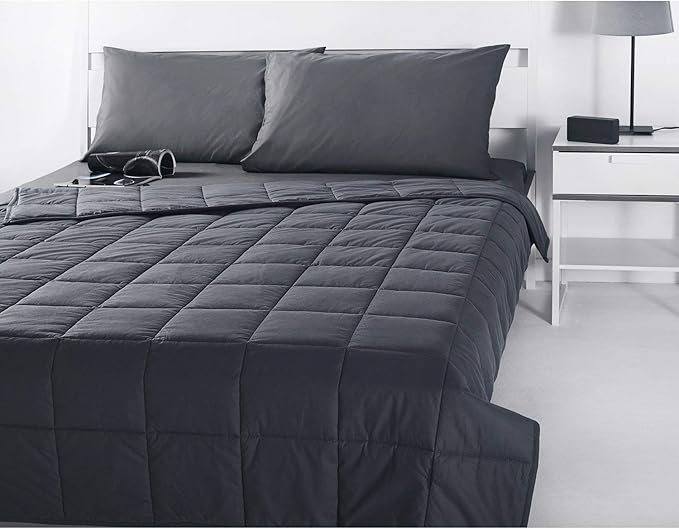 RelaxBlanket King Size Weighted Blanket | 80''x90'',15lbs | for Single or Double | Premium Cotton Material with Glass Beads | Dark Grey