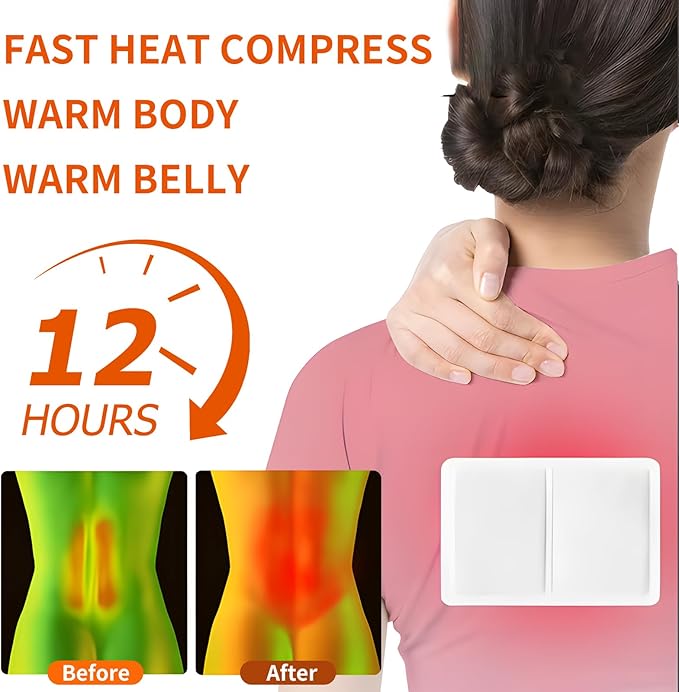 Body Warmers Back Heat Patches - Large Size Adhesive Heating Patches Disposable Heat Therapy Patch for Back and Shoulder, Air Activated Patch -Up to 12 Hours of Heat