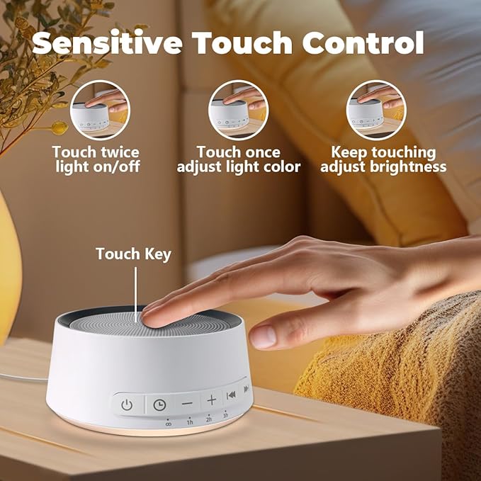 Sound Machine Night Light White Noise Machine with 30 Soothing Sounds 12 Colors Night Light Sleep Machine for Baby Kids Adults Brown Pink Nosie Machine with 32 Volume Levels for Office Home Travel