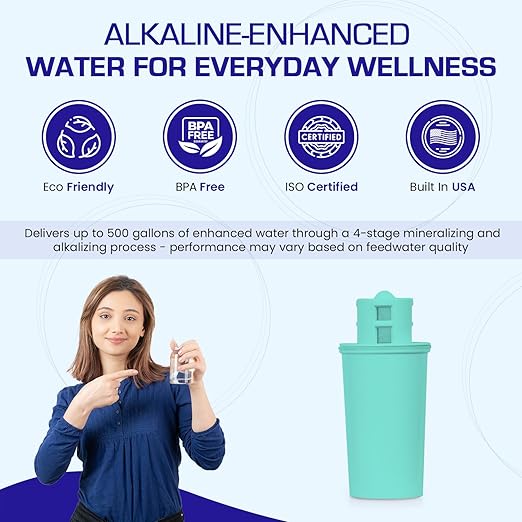 Crystal Quest Alkalizing Water Filter Pitcher Cartridge – Advanced Filtration for Clean, Healthy Water, Enhances Mineralization, Long-Lasting Design, Easy Installation - 1,000 Gallons