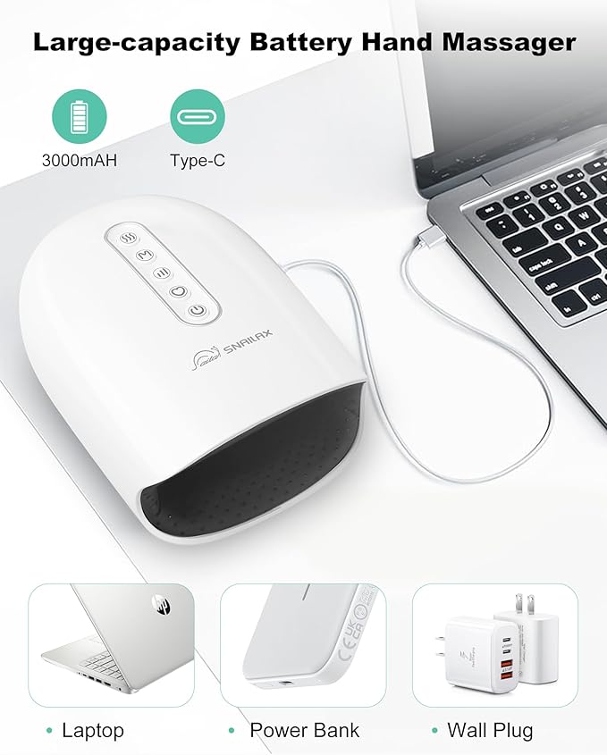 Snailax Cordless Hand Massager with Heat and Compression, 6 Levels Finger & Palm Pressure for Arthritis, Carpal Tunnel & Numbness, Mothers Day Gifts - Rechargeable