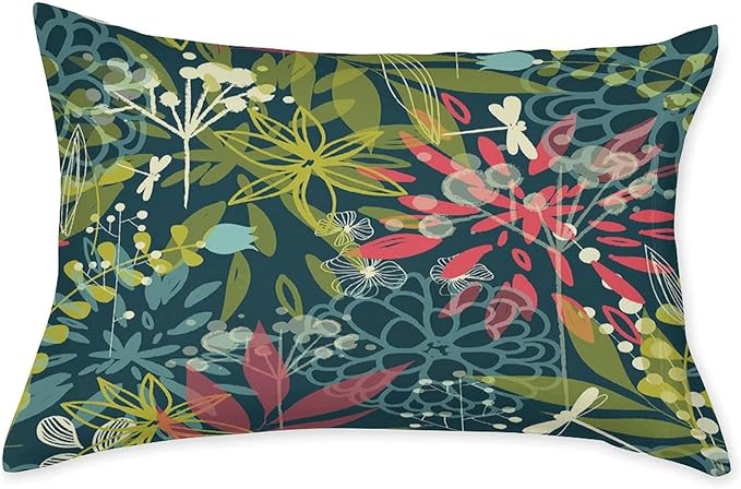 Decorative Fitted Sheet Set Twin Size, Leaf Deep Pockets Fitted Sheet & 2 Pillow Sham Set, Abstract Flowers Dragonflies Buds Dandelions Printed Microfiber Bedding 3pc Set, for Kids & Adults Bedding