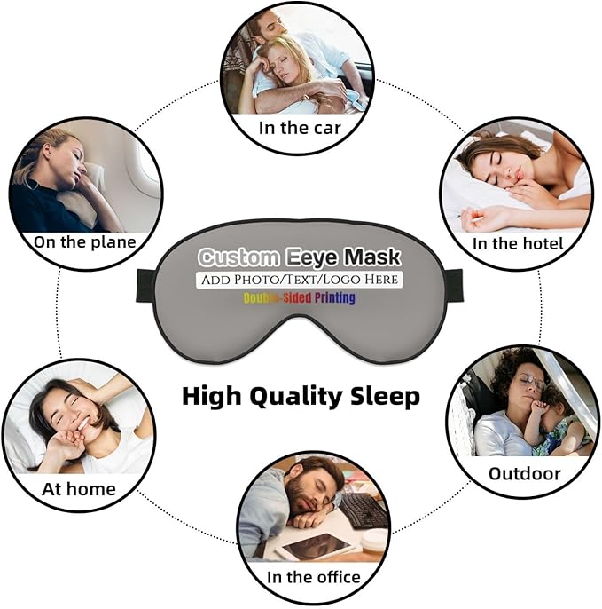 Personalized Eye Masks,Customized Sleep Blindfold Eye Mask,Custom Blackout Eye Cover with Adjustable Strap for Travel and Nap Gravel