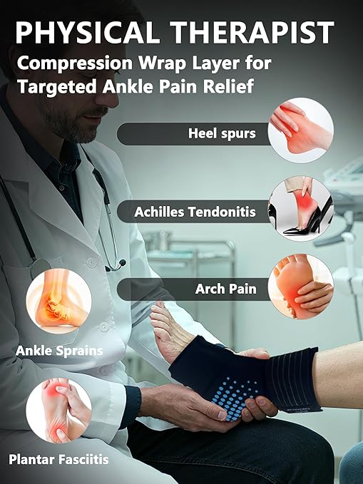 Ankle Ice Pack Wrap for Swelling & Sprains, Reusable Gel Cold Therapy Foot Compress for Achilles Tendonitis, Plantar Fasciitis, Post-Surgery Recovery - Flexible Ergonomic Fit