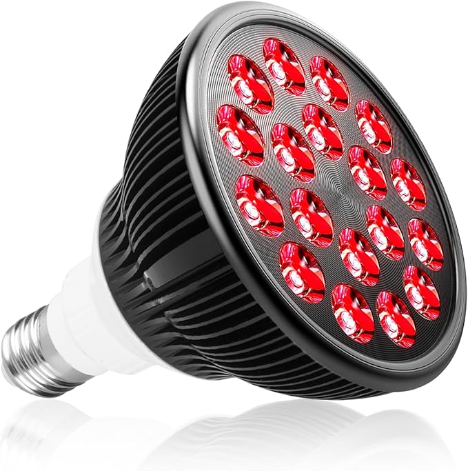 Red Light Therapy Bulb, 18 LEDs 660nm Red Light Therapy for Face and Neck, High Irradiance, Large Coverage Area Red Light Therapy Lamp, Suitable E26 Socket(Only Bulb)