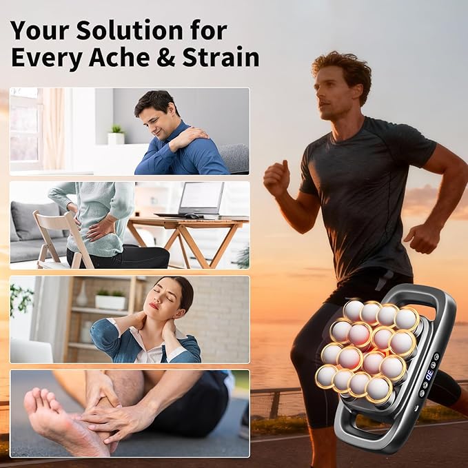 16 Head Massage Gun Deep Tissue, Gift for Husband 2026 Upgrade 48KG Force, 3 Modes & 30 Intensities, Quiet Portable with Dual Safety Protection for Neck Back Legs Waist Pain Relief
