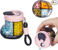 KIGI Travel Pill Organizer, Small Pill Dispenser with 4 Compartments, Portable Vitamins Organizer with Handle