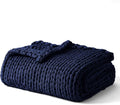 YnM Cooling Weighted Blanket, 100% Cotton Handmade Chunky Knitted Blanket, Weighted Lap, Breathable Heavy Blankets, Machine Washable Throw for Sleep or Home Decor (Navy Blue, 40x50 Inch, 7lbs)