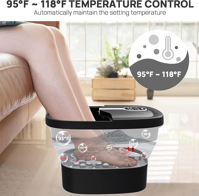 HOSPAN Collapsible Foot Spa Electric Rotary Massage, Foot Bath with Heat, Bubble, Remote, and 24 Motorized Shiatsu Massage Balls. Pedicure Foot Spa for Feet Stress Relief - FS02A