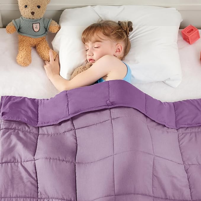 yescool Purple Weighted Blanket 7 Pounds Cooling Weighted Lap Blanket, Heavy Blanket for Sleeping, Weighted Throw Blanket Gifts for 60-80lbs, 40"x60"