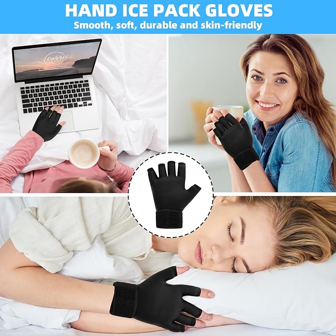 2pcs Finger Arthritis Compression Hand Ice Pack Gloves for Pain Relief, Adjustable Wrist Ice Pack for Hot & Cold Therapies, Reusable Finger Ice Gloves Sleeve for Tendinitis, Carpal Tunnel
