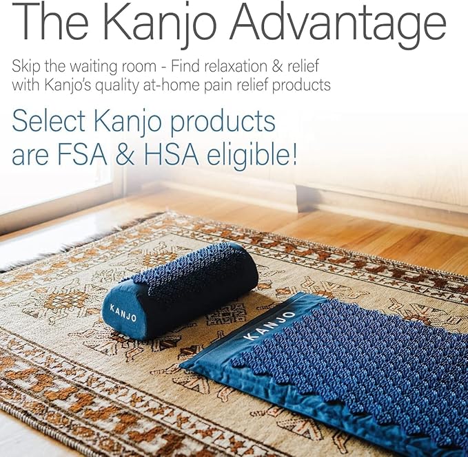 Kanjo Acupressure Mat and Pillow Set for Back Pain Relief & Neck Pain Relief, with Pressure Points for Muscle Pain Relief with Travel Bag - Periwinkle