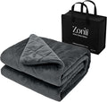 ZonLi Royal Posh Velvet Weighted Blanket for Adults, Dual Sided Cozy Fluffy Heavy Blanket(48"x72",12lbs,Grey), Bed Sofa Heavy Blankets, Soft Material with Premium Glass Beads, Easy Care