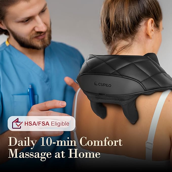 Cordless Neck Massager with Heat, FSA Eligible HSA Store, 4D Kneading Shoulder Massager for Pain Relief Deep Tissue, Electric Shiatsu Massage for Neck and Shoulder, Gifts for Mom Women