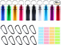 Small Portable Pill Case, (10 Pack) Waterproof Aluminum Pill Organizer with Keychain Portable Travel Case for Medications Vitamins Airtight Multiple Colors for Camping Outdoor Activities