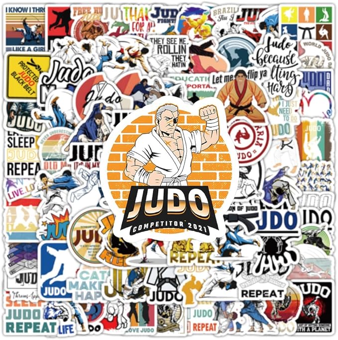 100pcs Judo Stickers,Waterproof Vinyl for Water Bottles Cups Laptops Tumblers Journaling Scrapbooking Bicycle Skateboard Luggage Decals (Judo)