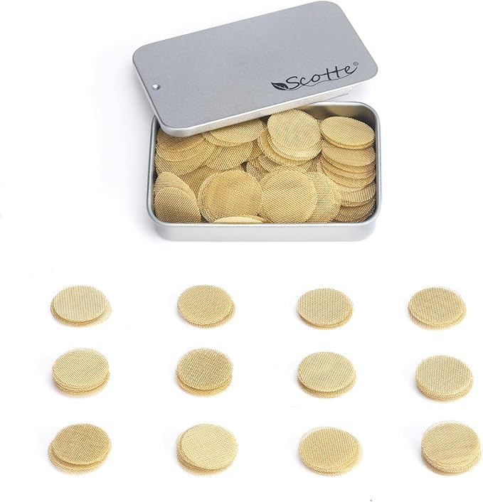 Scotte 200 pcs 3/4 Inch Brass Pipe Screens,19.05mm(0.75in) Metal Pipe Filter Screen with Storage Box