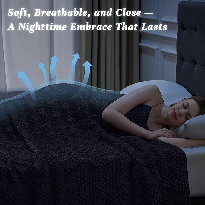 Knitted Weighted Blanket for Adult, Chunky Knit Weighted Throw for Sleep 36"*48" 5lbs, Cooling Breathable Heavy Blanket for Hot Sleepers, Machine Washable Blanket for Room Decor(Dark Grey)