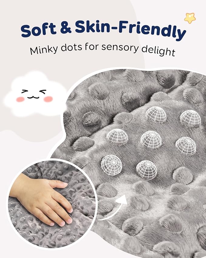 Kivik 3 lbs Weighted Blanket, Cooling Soft Minky Dotted Heavy Blankets Throw for Better Relaxing & Sleeping, Machine Washable, 36x48 Inches, Grey