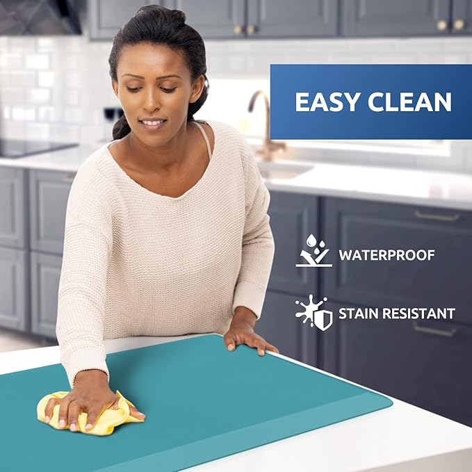 KitchenClouds Kitchen Mat Cushioned Anti Fatigue Kitchen Rug 17.3"x60" Waterproof Non Slip Kitchen Rugs and Mats Standing Desk Mat Comfort Floor Mats for Kitchen House Sink Office (Green)