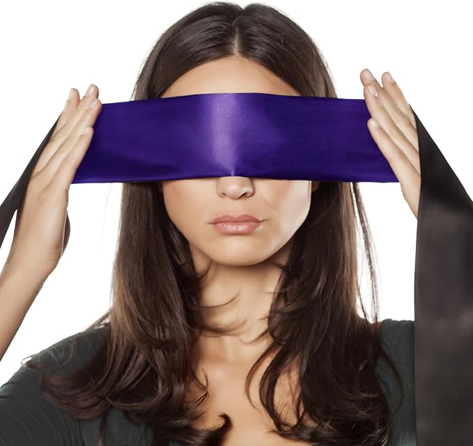 FRESHME Satin Eye Mask - Breathable Sleep Mask Adjustable Soft Eye Cover Blindfold for Yoga Valentine's Day Gift Travel Nap Night Sleep Eye Mask for Women Men Side Sleeper Black and Purple 160cm/63in