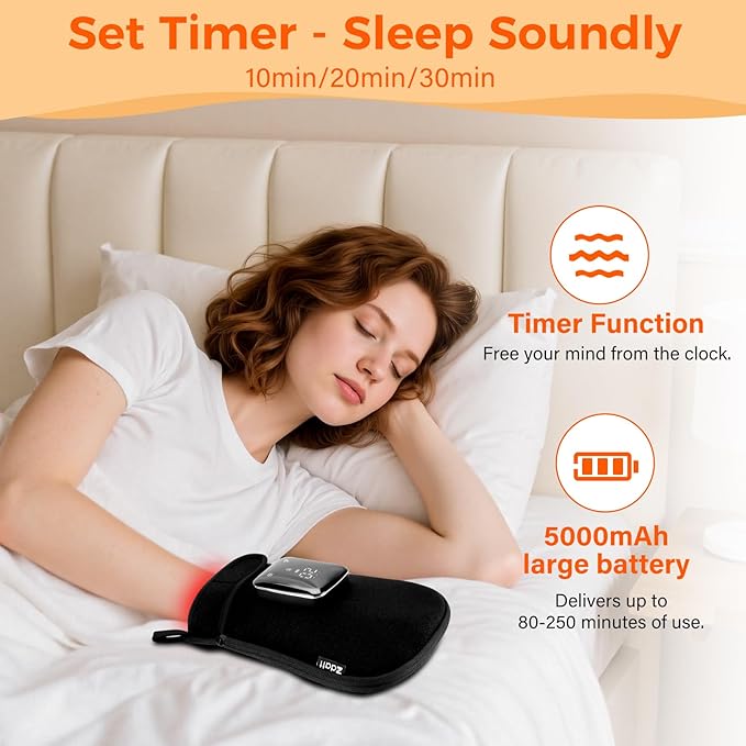 Cordless Red Light Therapy Gloves for Hand, 360°Full Coverage100 LEDs Gloves with 660nm & 850nm Near-Infrared | 5000mAh | Auto-Off Timer Easy Clean