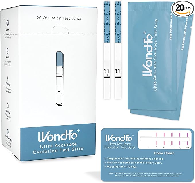 Wondfo Ultra Accurate Ovulation Test Strips -Ovulation Urine Tests with Numerical Result, Fertility Cycle Monitoring- 20 LH Test