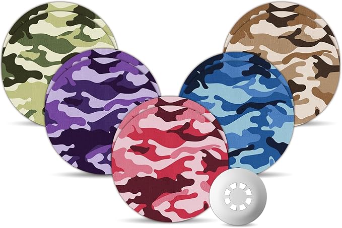 Libre 3 & Plus Protective Sensor Covers Waterproof, 10-Pack Amolyfe Adhesive Patches for Freestyle Libre 3 & Plus, Bump-Proof with Hard Cap, Breathable Medical 14-Day CGM Protection (Pink Camo)