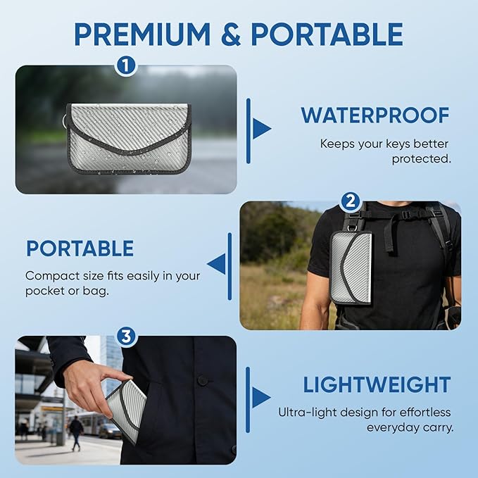 TICONN 2PK Faraday Bags for Car Keys Fob, 7.75"X4.25" Faraday Cage Protector, Car RFID Signal Blocking, Anti-Theft Pouch Anti-Hacking Case Blocker (Grey, L)