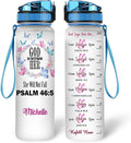 Hyturtle Personalized Christian Water Bottle - 32oz Motivational Water Bottle with Leak-Proof Lid Time Marker - Custom Name Gift for Butterfly Butterfly Lovers Women Girls On Birthday Christmas