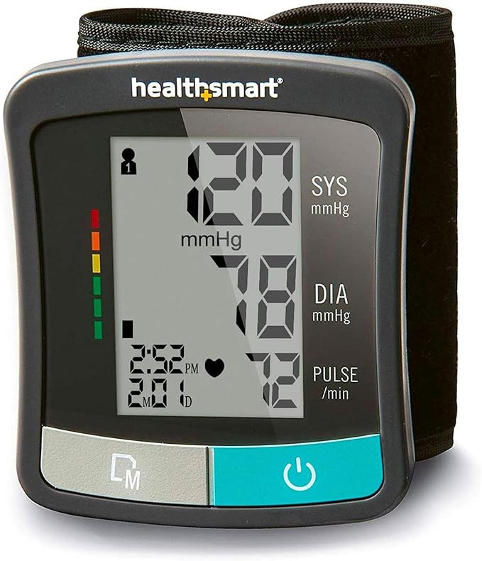 HealthSmart Digital Standard Blood Pressure Monitor with Automatic Cuff That Displays Pulse Rate and Irregular Heartbeat, Stores up to 120 Readings for 2 Users