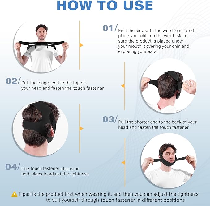 NOIKO Anti Snoring Chin Strap Adjustable, High Elasticity Traceless Chin Strap for Sleeping, Effective Anti Snoring Device, Snore Stopper Breathable and Durable for Adult