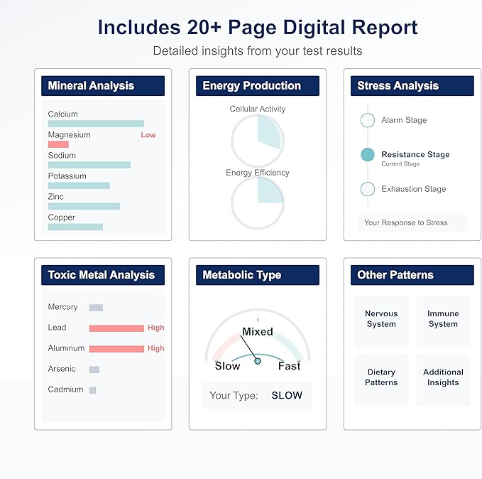 MineralBalance™ Hair Tissue Mineral Analysis (HTMA)—At-Home Test Kit for Fatigue, Anxiety, Sleep & Digestive Issues—Tests 20 Minerals & Heavy Metals Including Magnesium & Zinc—Full Lab Report Included