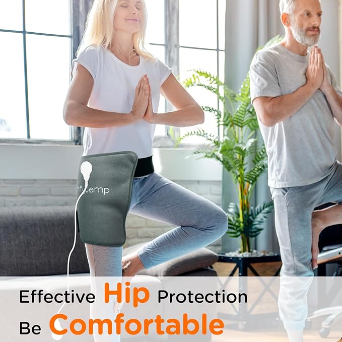 Comfytemp Hip Heating Pad, Hip Brace for Lower Back Thigh Buttock Support, Electric Heated Pad Hot Relax for Elderly, Birthday Valentines Day Get Well Gifts for Women Men Mom Dad, Black (S/M)