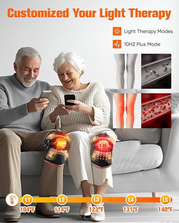 CRAZYTECH 3D Red Light Therapy for Knee, FSA Eligible HSA 5000mAh Cordless Knee Massager with 4 Vibration Areas, Infrared Heating Pad Wrap Device for Knee Elbow Shoulder, 660nm 850nm