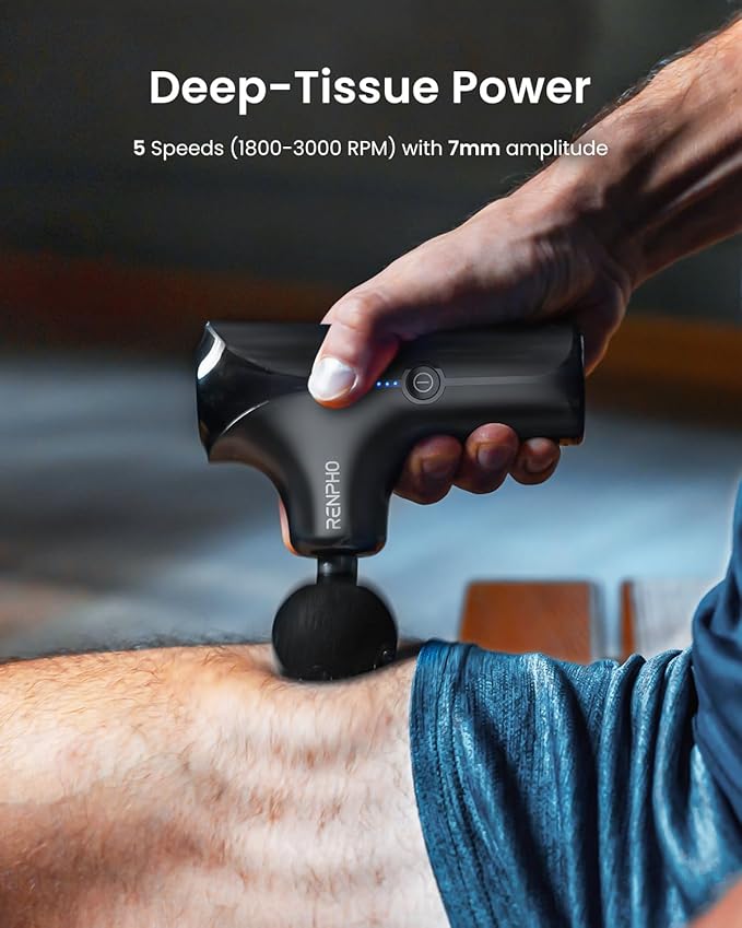 RENPHO Mini Thermacool Massage Gun with Heat and Cold, Professional Pocket-Sized Percussion Massager, FSA Eligible HSA, Portable Deep Tissue Massager, Quiet Operation with Travel Carry Bag