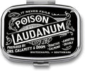 Metal 2 Compartment Pill Organizer Travel Friendly Portable Compact Pill Box Cute Pill Case,for Pocket Wallets Daily Portable Medicine Vitamin Tablet Storage (Black Background)