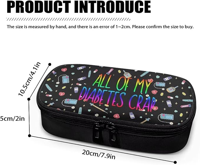 Rnyleeg Diabetic Bags for Supplies All of My Diabetes Crap Insulin Cooler Travel Case for Insulin Pens and Glucose Meter Diabetes Care
