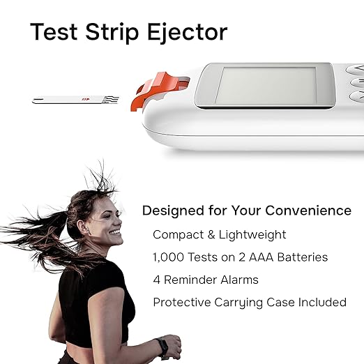 Glucose Meter & Test Kit - White, Sleek Design with Clear & Large Display, 500 Memory, 5 Sec Results, Auto Coding, Sugar Level Monitor Kit for All: Young, Adults, Seniors & Caregivers