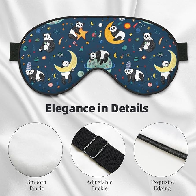Space Sleeping Panda Sleep Mask Eye Mask with Adjustable Strap Eye Sleep Shade Cover Blocks Light for Women Men Airplane Travel Nap