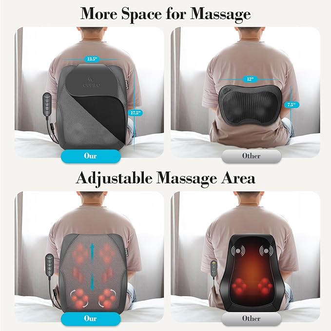 FSA Eligible HSA Back Massager for Deep Tissue Pain Relief, 4D Kneading & Rolling Up and Down Shiatsu Lower Back Massager with Heat for Birthday Gifts for Women and Men