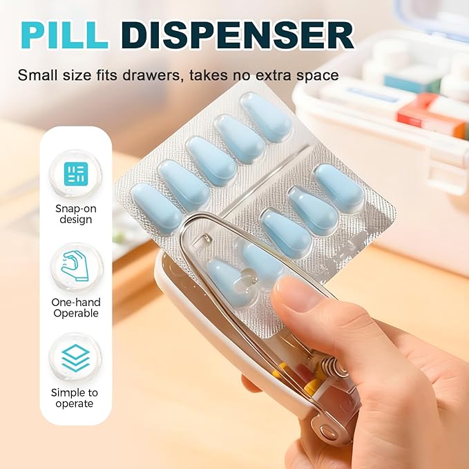 Portable Pill Taker Household Gadgets, 2025 New Travel Pill Popper for Blister Packs Opener Assistance Tool for Elderly (Grey*3)