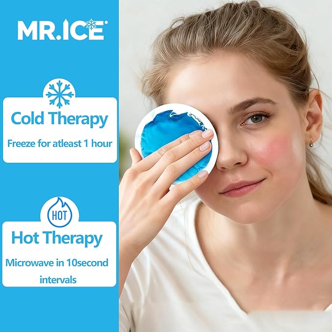 MR.ICE Small Round Ice Packs for Injuries Reusable Soft Gel Cold Packs Wrap for Kids - 12 Mini Ice Packs Cold Compress for Face After Surgery, Breastfeeding, Wisdom Teeth, Dark Circles, Kids Fever