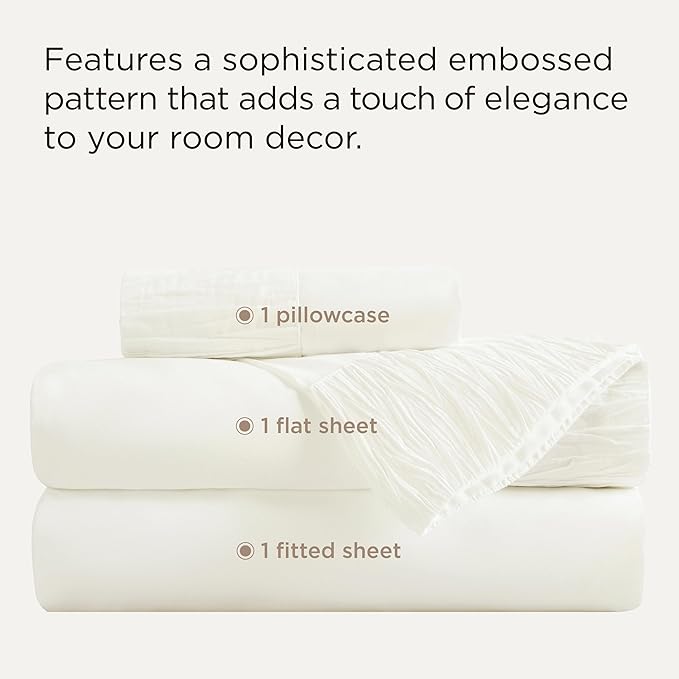Bedsure Twin Sheets Set - 3 Pieces Soft Twin Bed Sheets - Breathable & Cooling - Hotel Luxury - Easy Care Polyester Microfiber Bedding for Women, Men, Ivory