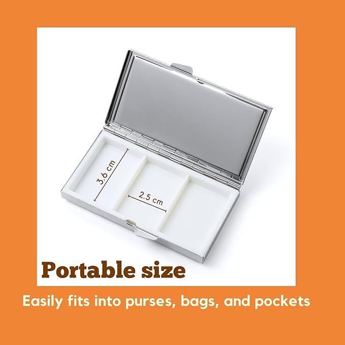 Cute Pill Organizer – Small Metal Travel Case for Vitamins & Supplements in Mentally Stable