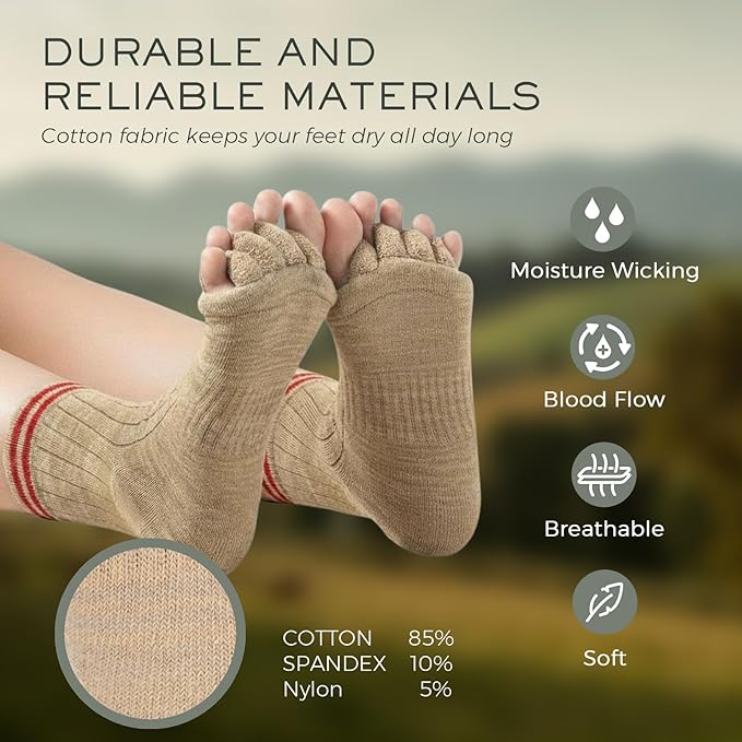 Toe Separator Socks,Foot Alignment Sock for Health Care, Pain Relief, Bunion Corrector, Breathable Toe Socks