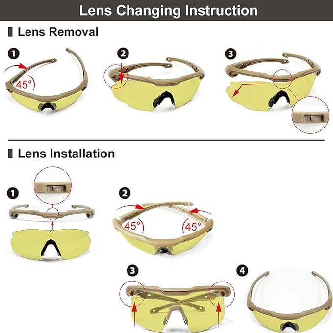 HTS HUNTERSKY Ballistic Tactical Shooting Glasses ANSI Z87+ UV400 Protective Eyewear