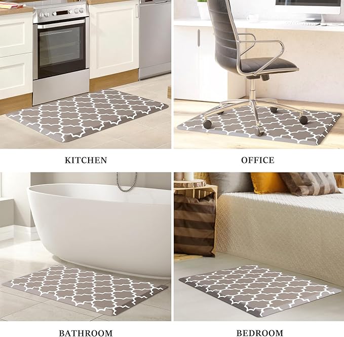 WISELIFE Anti Fatigue Floor Mat - 4/5 Inch Thick Kitchen Mat Non Slip Waterproof Heavy Duty Ergonomic Comfort Mat Durable for Home, Office, Sink, Laundry,(22" x 36", Khaki)