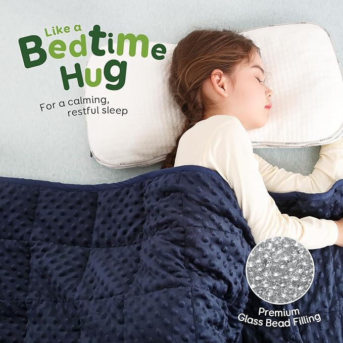 Sivio Weighted Blanket, Minky Dots Weighted Blankets,Soft and Cozy Cooling Heavy Blanket, Calm and Nap, School and Home, 7lbs, 36 x 48inches, Navy Blue